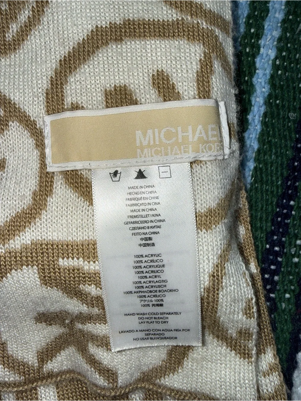 Michael Kors Two-Tone Beige & Cream Logo Scarf